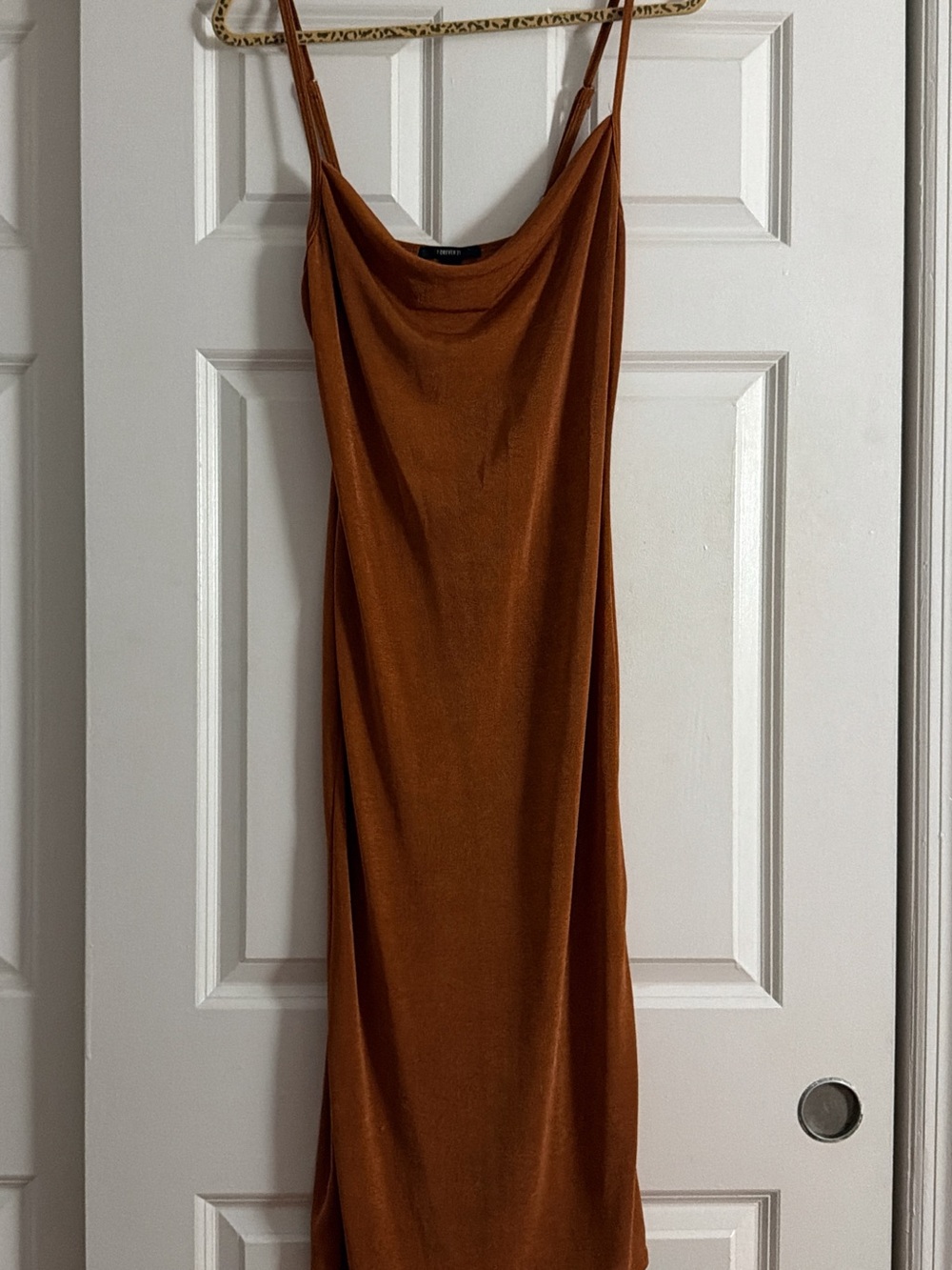 Forever 21 Rust Brown Cowl Neck Maxi Slip Dress